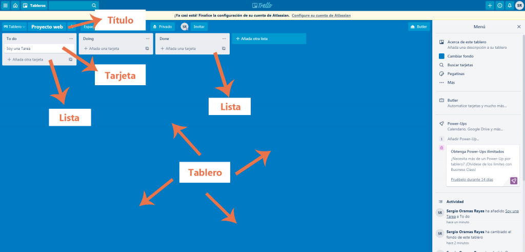 Interfaz de Trello