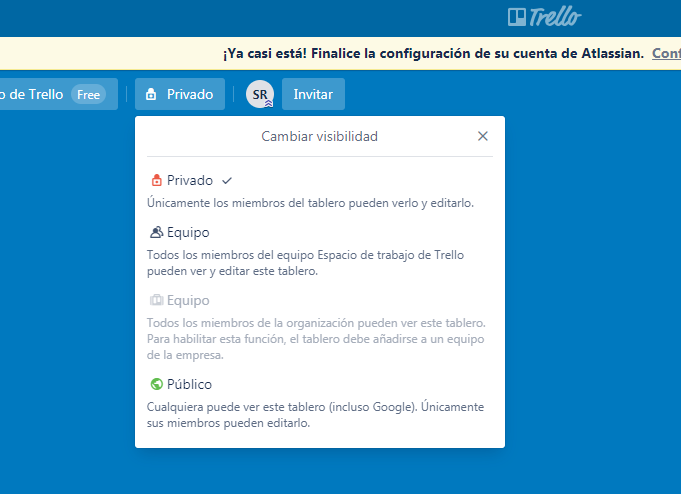 Visibilidad en Trello