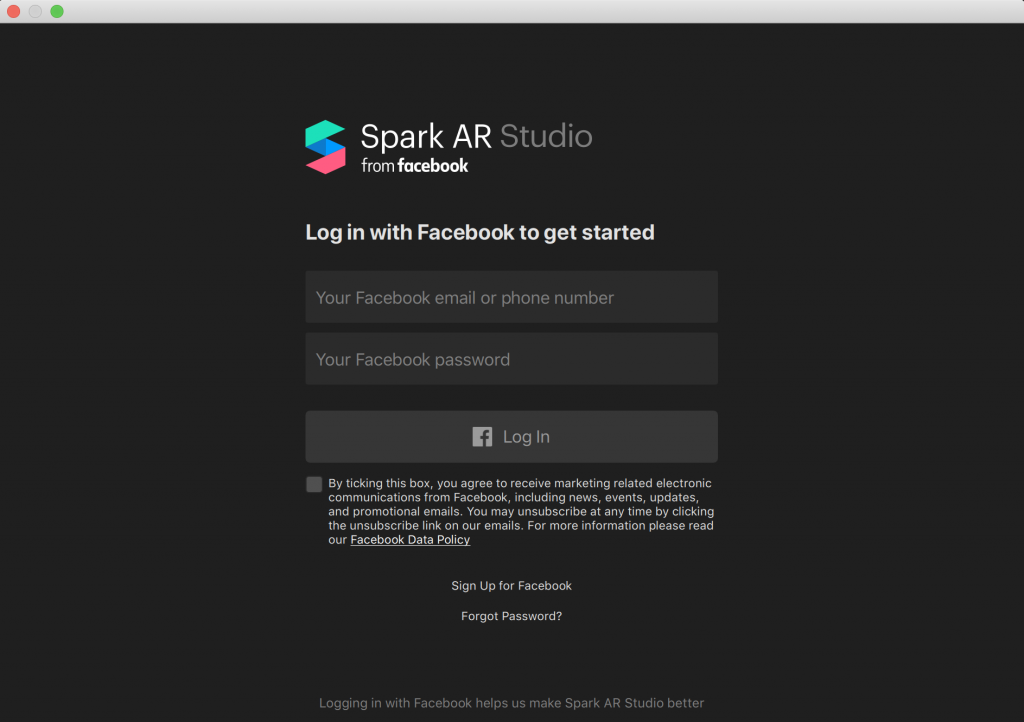 4-loguear facebook spark ar mac