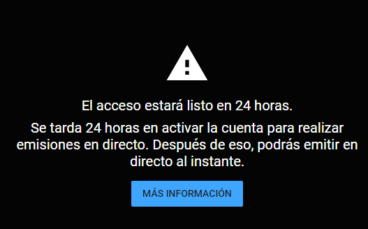 Para obtener la clave para restransmitir en youtube se deben esperar 24 horas Para obtener la clave para restransmitir en youtube se deben esperar 24 horas