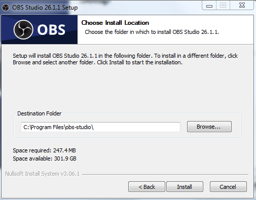 Segundo paso para instalar OBS en Windows